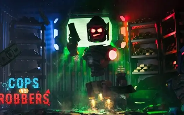 Neon-titel van het VR-spel Cops vs Robbers